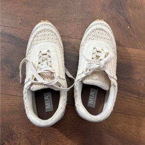 MIA Beige Knit Lace-Up Sneakers
